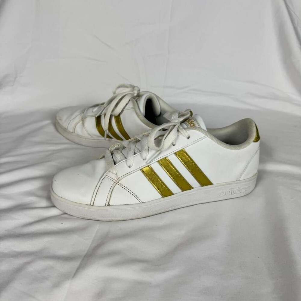 Adidas Neo White Metallic Gold Low Top Sneakers Women's 6.5